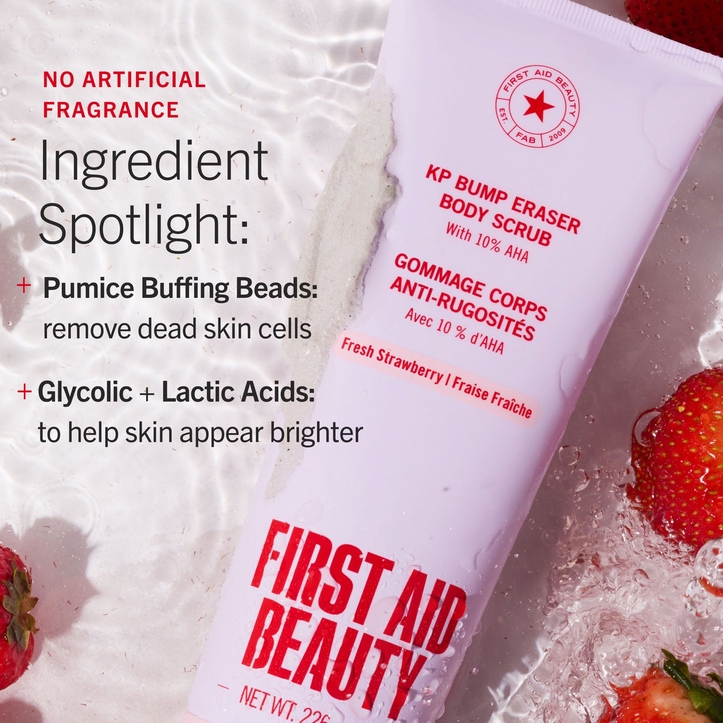 KP Bump Eraser Body Scrub 10% AHA Fresh Strawberry Travel Size